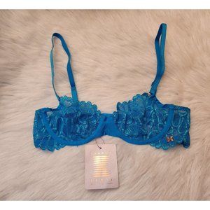 Savage X Fenty Blue Lacey Bra By Rihanna 32B